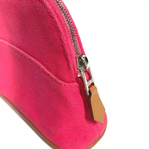 HERMES Bolide Pouch Mini 16 Makeup pouch Cosmetics Pouch Canvas pink - Picture 6 of 10